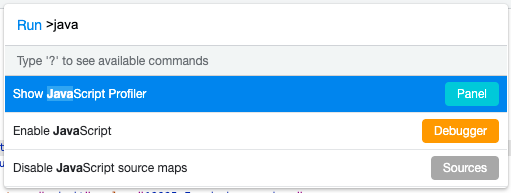 Chrome DevTools Command Palette: Enable Javascript